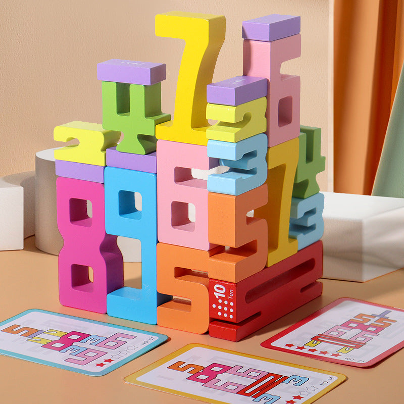 Wooden Building Blocks Montessori Toys Educational Number Set 2