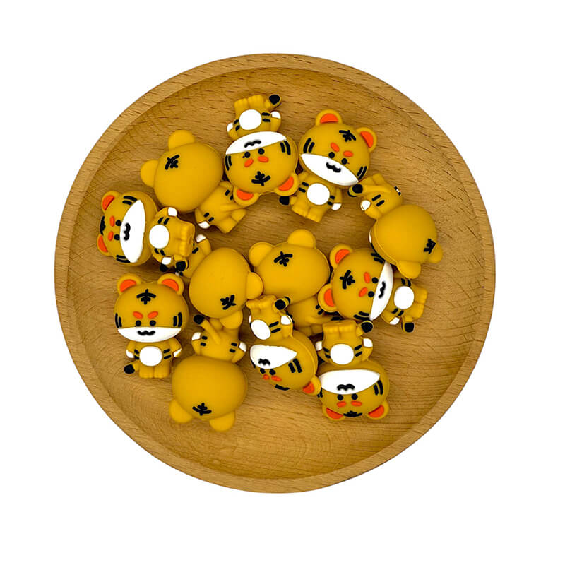 20Pcs Silicone 3D Focal Beads Cute Little Tiger Side Profile 2