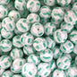 50pcs 15mm Blue Green Stack Of Books Print Silicone Beads Printed Design