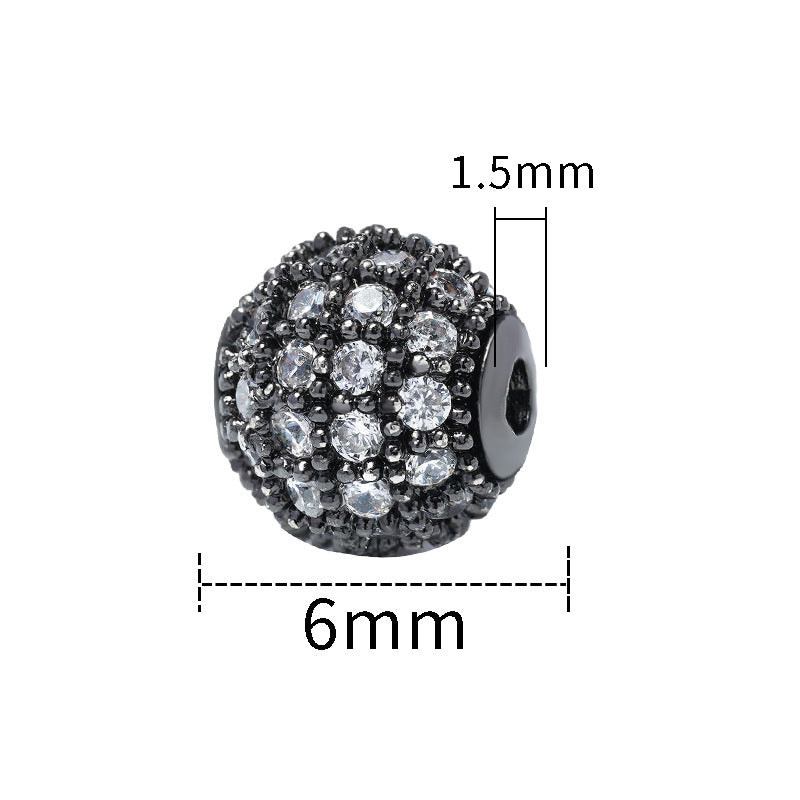30pcs Fancy Zirconia Paved Brass Round Beads 24