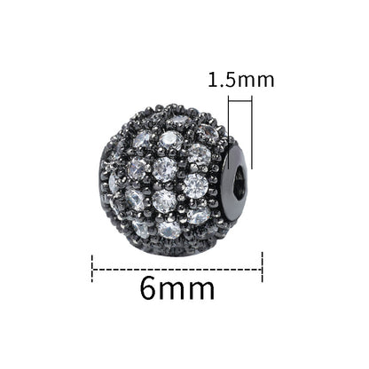 30pcs Fancy Zirconia Paved Brass Round Beads 24