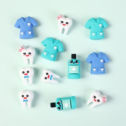 20Pcs Silicone 3D Focal Beads Dentist Mouthwash Teeth and Uniforms 2
