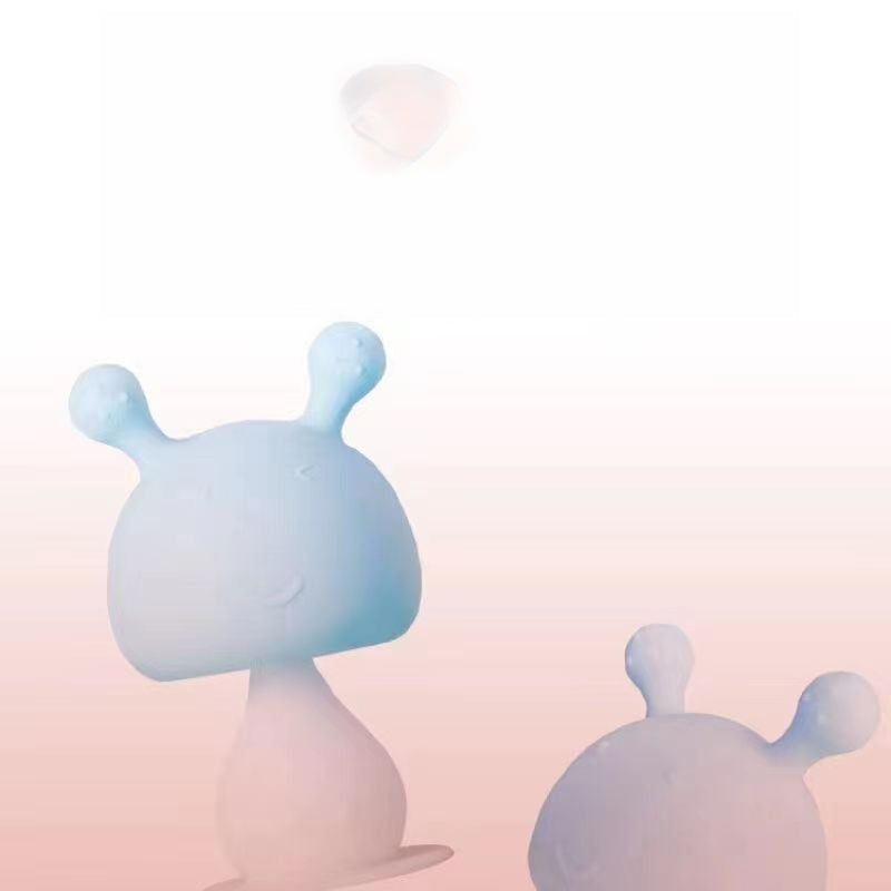 Silicone Mushroom Shaped Baby Teething Toy with Ringing Bell 4