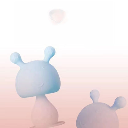 Silicone Mushroom Shaped Baby Teething Toy with Ringing Bell 4