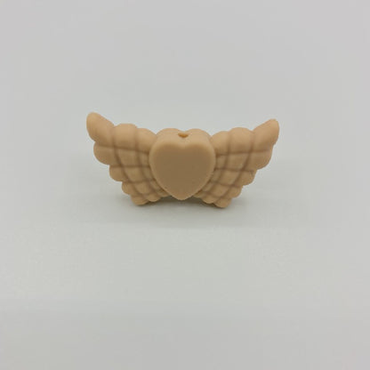 20pcs Silicone Focal Beads Wing Shape with Heart Center 23