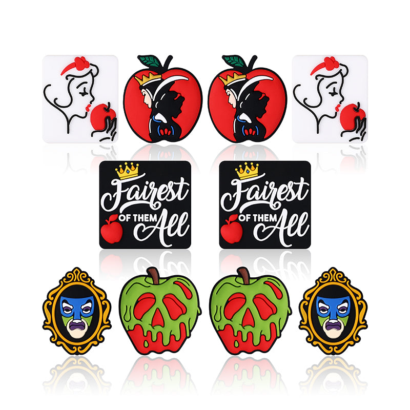 20Pcs Silicone Focal Beads Snow White Series Poisoned Apple and Mirror Design 10