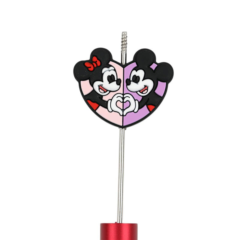 20Pcs Silicone Focal Beads Valentine Heart Mouse Character Holding Hands 2