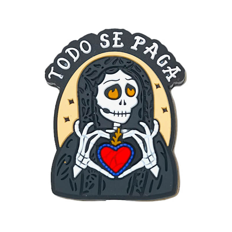 Silicone Focal Beads Skeleton Figure Holding Heart with Text Todo Se Paga