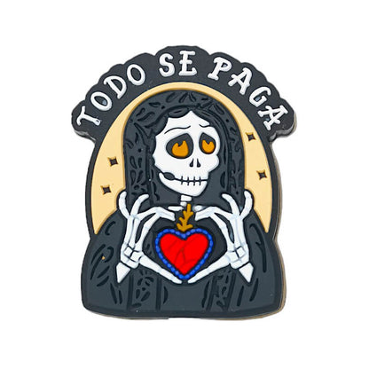 Silicone Focal Beads Skeleton Figure Holding Heart with Text Todo Se Paga