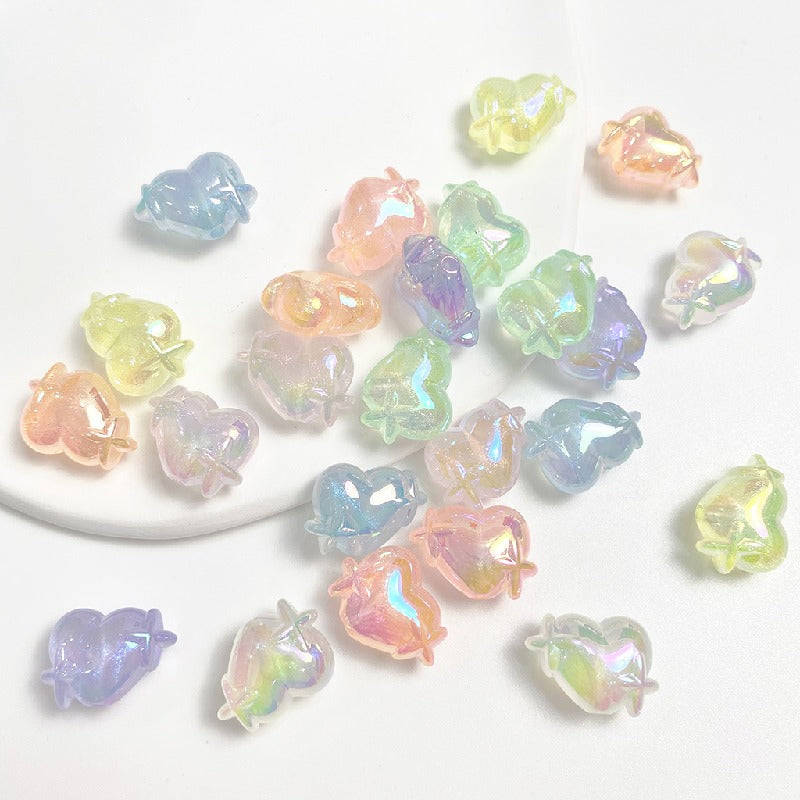 50pcs 14x20mm UV Finish Light In The Dark Heart Star Acrylic Beads 5