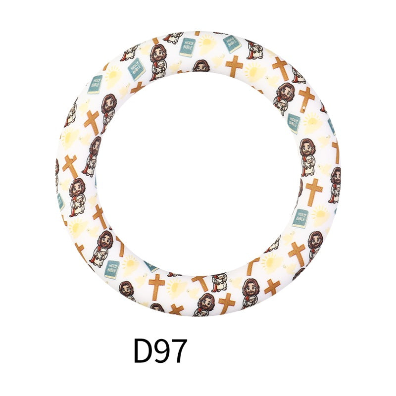 65mm Printed Silicone Beads Rings 46