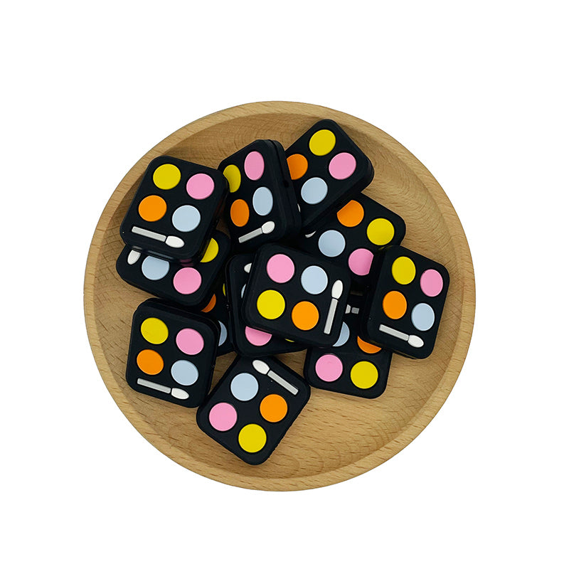 20pcs Silicone Focal Beads Color Palette with Paintbrush Design 2