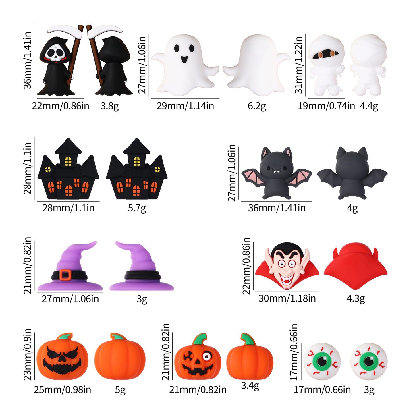 20Pcs Silicone 3D Focal Beads Halloween Themes Haunted House and Pumpkin Design 6