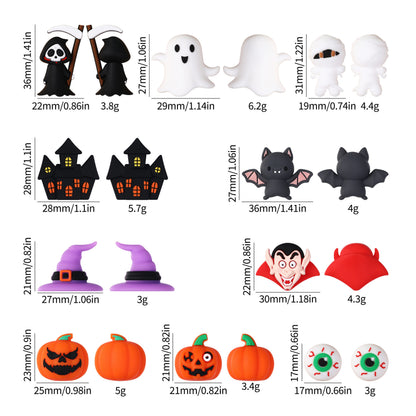 20Pcs Silicone 3D Focal Beads Halloween Themes Haunted House and Pumpkin Design 6
