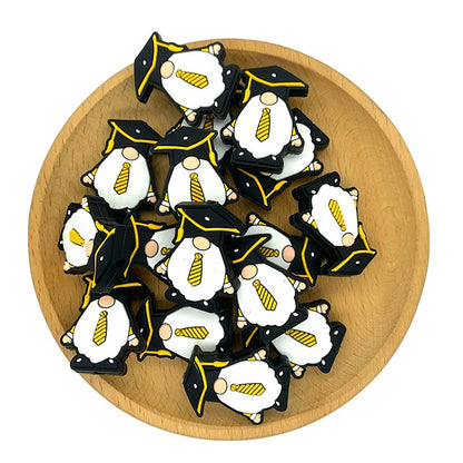 20pcs Silicone Focal Beads Graduation Gnome Wearing Graduation Cap 2