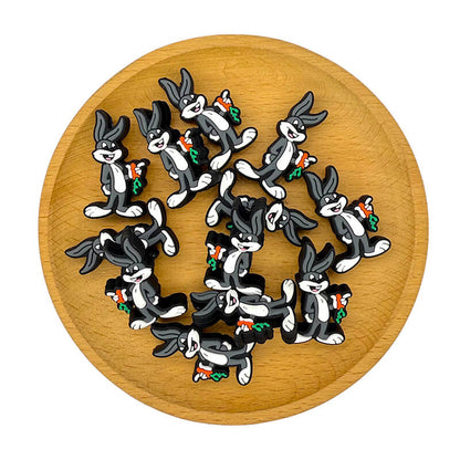 20Pcs Silicone Focal Beads Long Ear Rabbit Holding Carrot 2