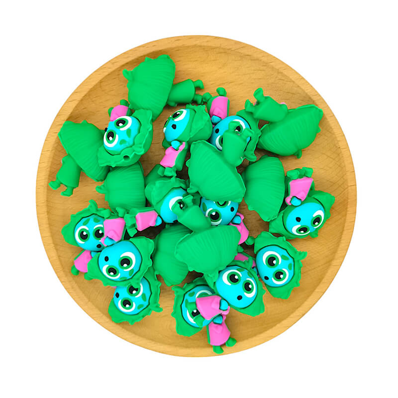 Silicone 3D Focal Beads Inside Out Green Emotional Little People Front Facing 2