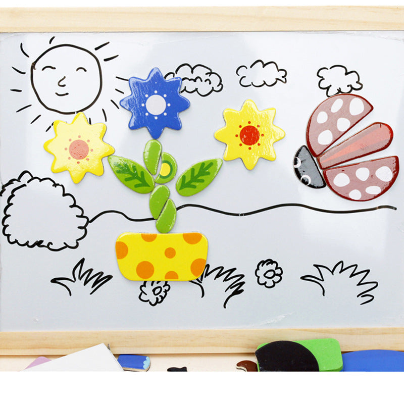 Wooden Magnetic Animal Double-Sided Drawing Board Montessori Toys 4