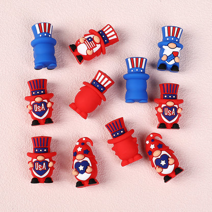 20Pcs Silicone 3D Focal Beads Independence Day Dwarf USA Theme 6