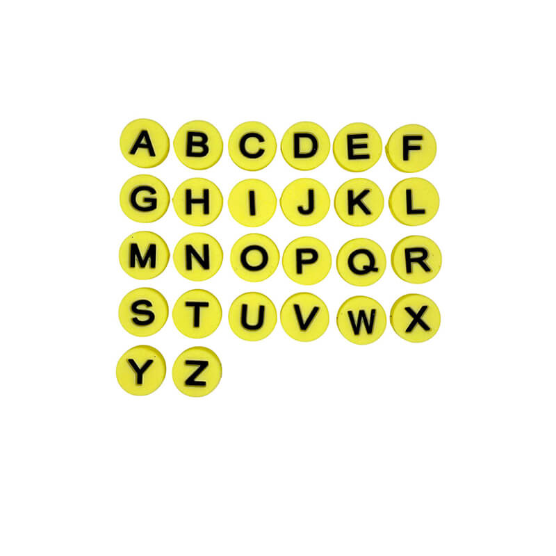 15mm Flat 7 Color 26 English Letters Silicone Focal Beads
