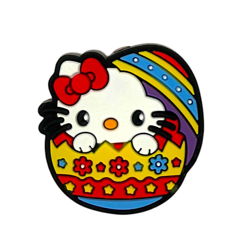 Silicone Focal Beads Easter Eggshell White Cat Peeking Design