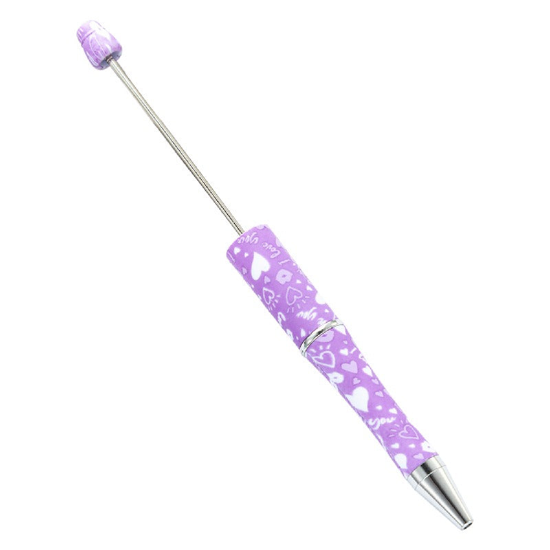 Valentine's Day Heart Print Beadable Ballpoint Pens 14.4cm DIY 5