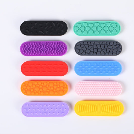 Tactile Sensory Stone Silicone Oblong Shape Fidget Worry Stone With Suction Cup