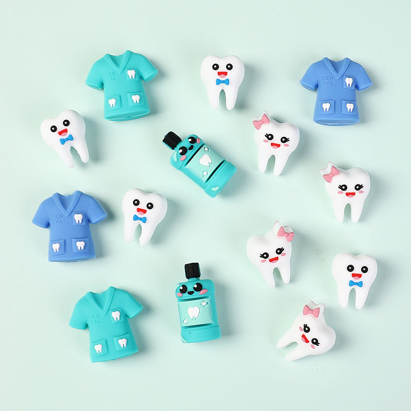 20Pcs Silicone 3D Focal Beads Dentist Mouthwash Teeth and Uniforms 7