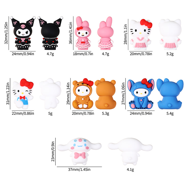 20Pcs Silicone 3D Focal Beads White Cat Round Head Bow Accessory Set 8