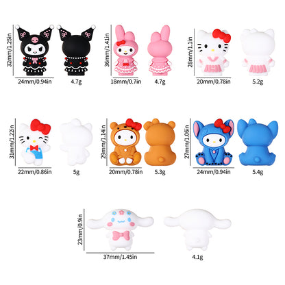 20Pcs Silicone 3D Focal Beads White Cat Round Head Bow Accessory Set 8