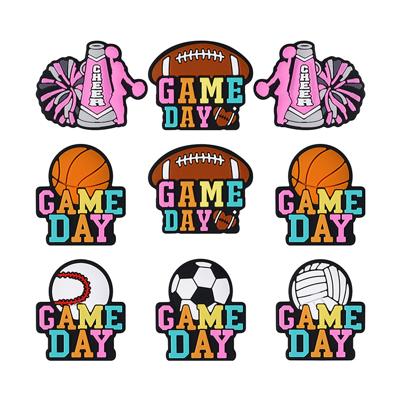 Silicone Focal Beads Ball Game Match Day Printed Text Design 11