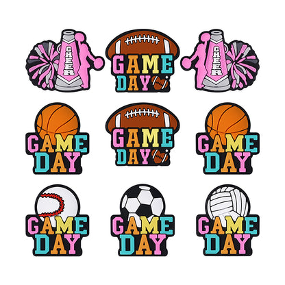 Silicone Focal Beads Ball Game Match Day Printed Text Design 11