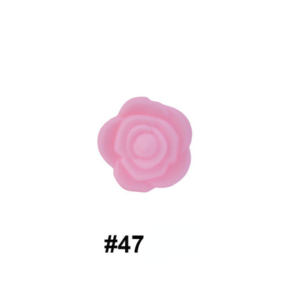50pcs Silicone Focal Beads Rose Flower Double-Sided Design 24