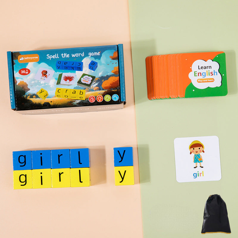 Wooden Montessori Toys Word Spelling Educational Toy for Kids 7