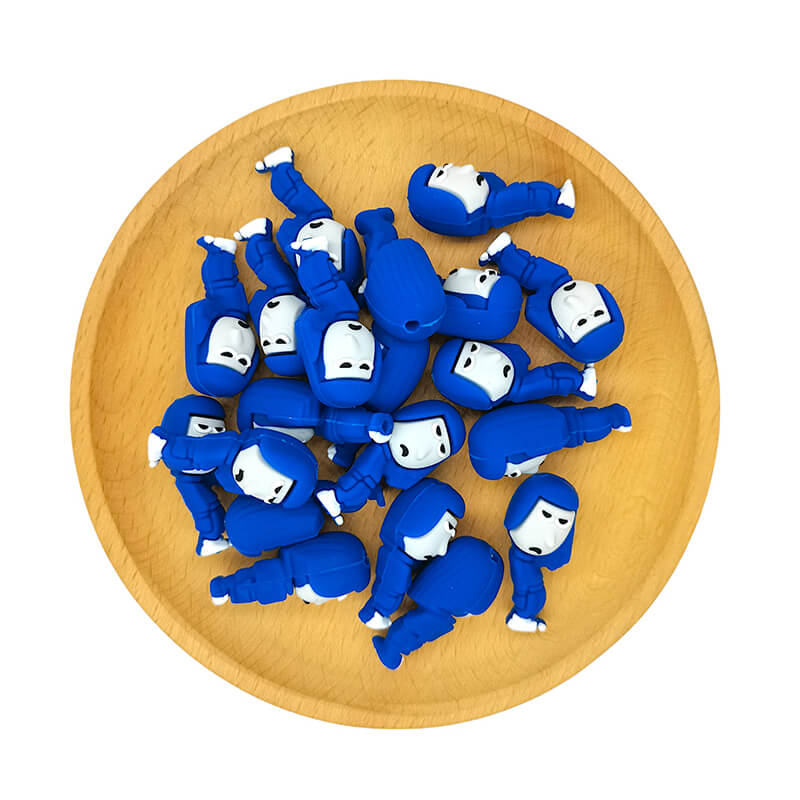 Silicone 3D Focal Beads Blue Hooded Sad Face Character Side Profile 2
