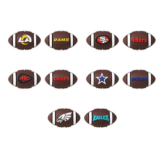Silicone 3D Focal Beads American Football Team Logo Football Shape