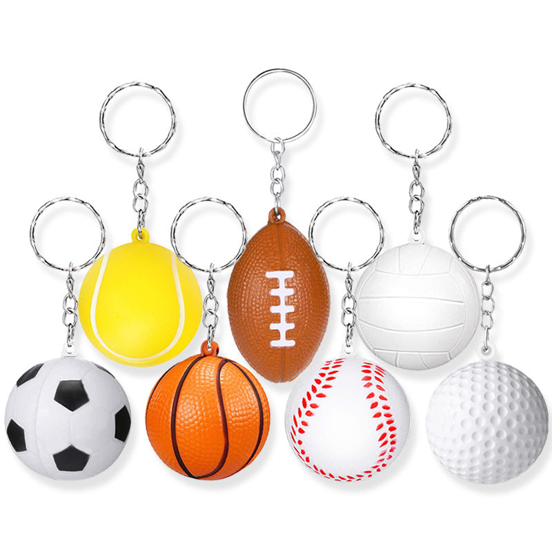 PU Squishy Sports Ball Keychain Sensory Stress Toy 4cm