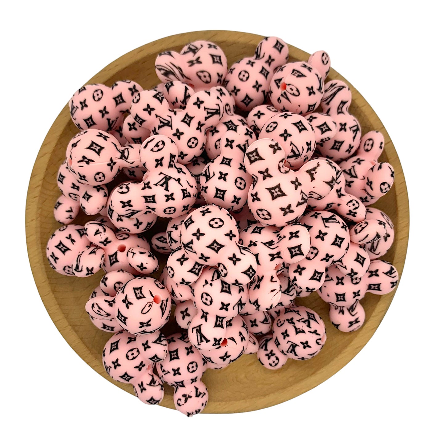 20pcs Mickey Printed LV Silicone Focal Beads 8