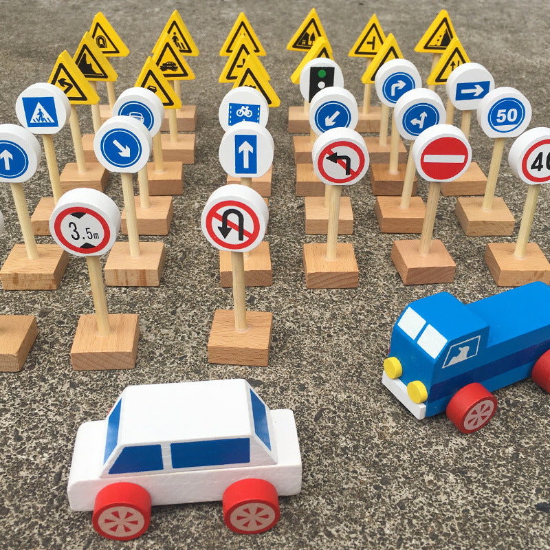 Wooden Montessori Toys Traffic Knowledge Blocks Educational Toy 2