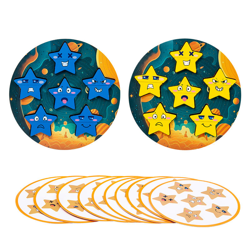 Wooden Building Blocks Star Face-Changing Educational Toy