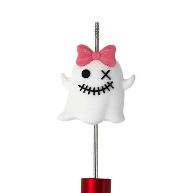 20Pcs Silicone 3D Focal Beads Halloween Bow Ghost Front Facing 2