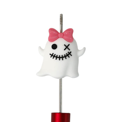 20Pcs Silicone 3D Focal Beads Halloween Bow Ghost Front Facing 2