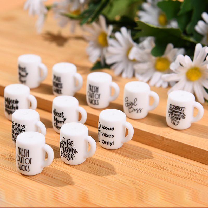 50pcs Silicone Focal Beads Cup Printed Design 4