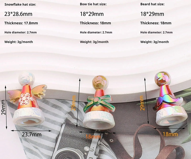 UV Plating Christmas Hat Acrylic Beads Electroplated Holiday Craft 3