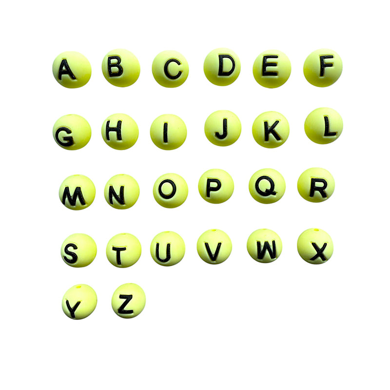 26pcs 15mm Silicone Letter Beads Alphabet A-Z Multi Color 7