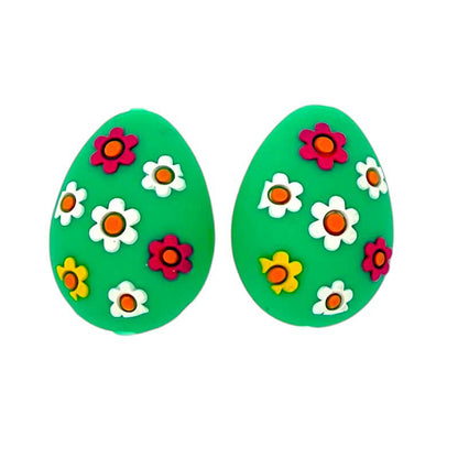 Silicone 3D Focal Beads Easter Egg Four Color Flower Design