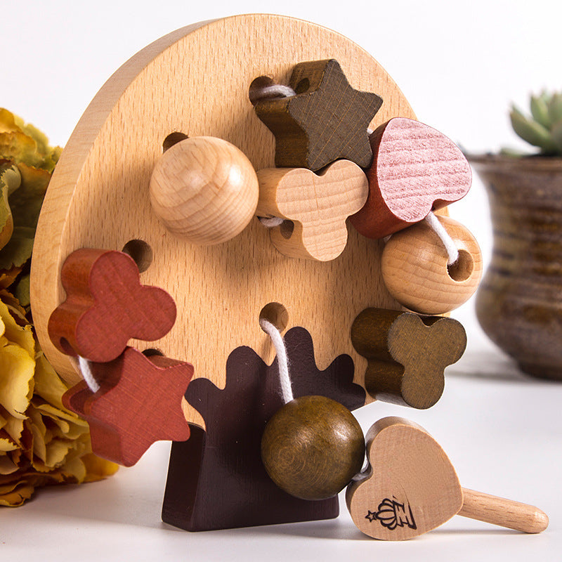 Wooden Bead Threading Montessori Toys Educational Fine Motor Skills 2