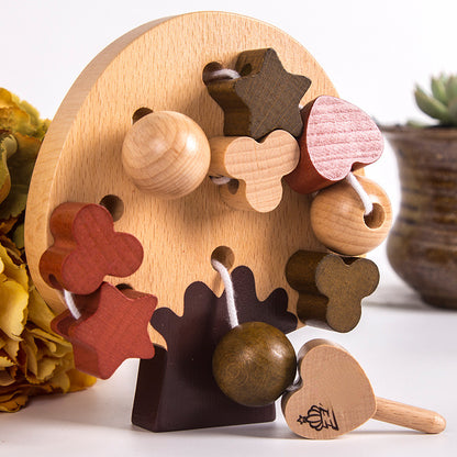 Wooden Bead Threading Montessori Toys Educational Fine Motor Skills 2