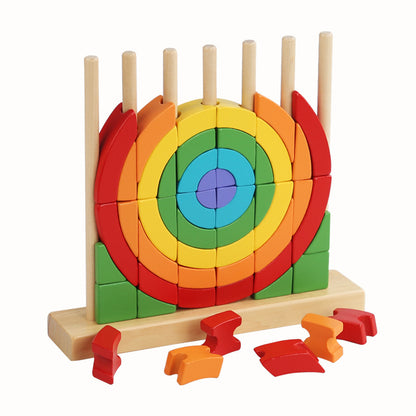 Wooden Montessori Toys Rainbow Triangle Building Blocks Educational