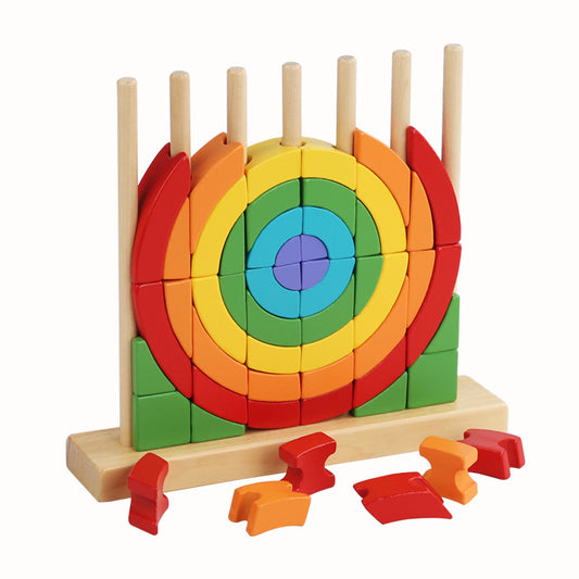 Wooden Montessori Toys Rainbow Triangle Building Blocks Educational
